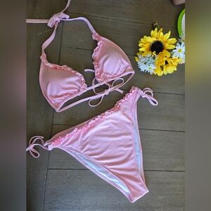New* Pink Ruffled Bikini Set